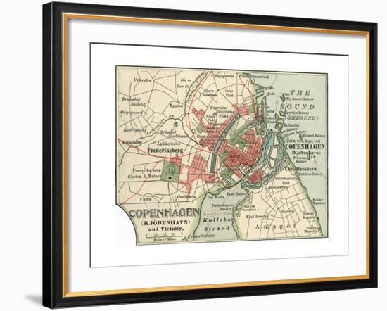 Map of Copenhagen (C. 1900), Maps-Encyclopaedia Britannica-Framed Giclee Print