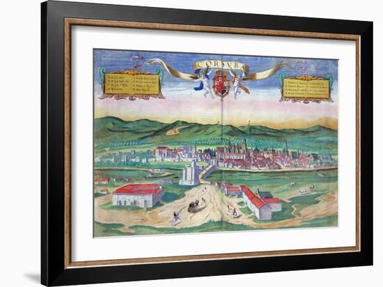 Map of Cordoba, from "Civitates Orbis Terrarum" by Georg Braun and Frans Hogenberg circa 1572-1617-Joris Hoefnagel-Framed Giclee Print