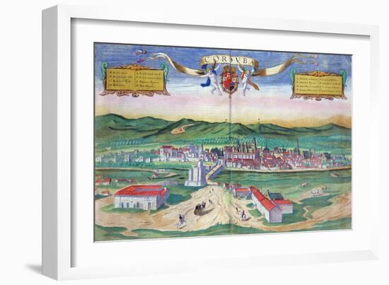 Map of Cordoba, from "Civitates Orbis Terrarum" by Georg Braun and Frans Hogenberg circa 1572-1617-Joris Hoefnagel-Framed Giclee Print