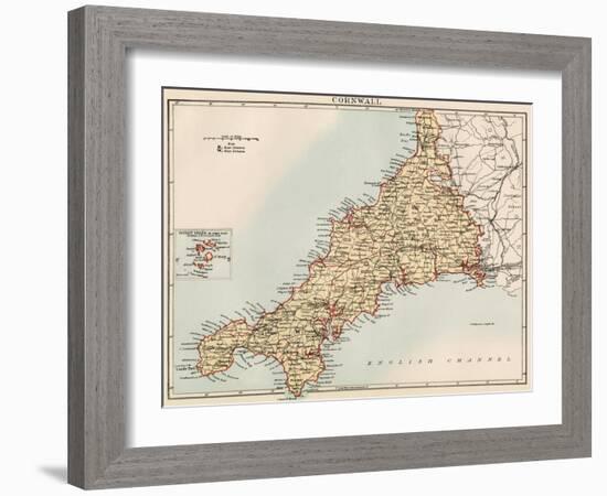 Map of Cornwall, England, 1870s-null-Framed Giclee Print