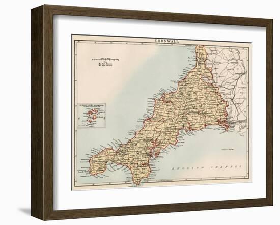 Map of Cornwall, England, 1870s-null-Framed Giclee Print