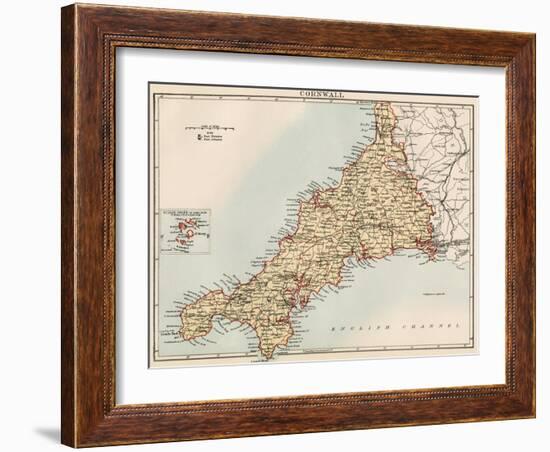 Map of Cornwall, England, 1870s-null-Framed Giclee Print