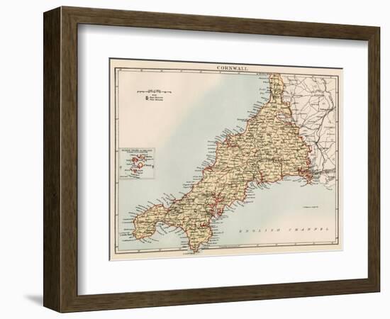 Map of Cornwall, England, 1870s-null-Framed Giclee Print