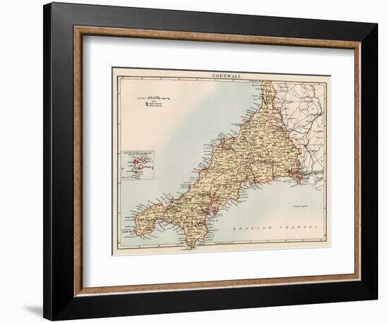 Map of Cornwall, England, 1870s-null-Framed Giclee Print