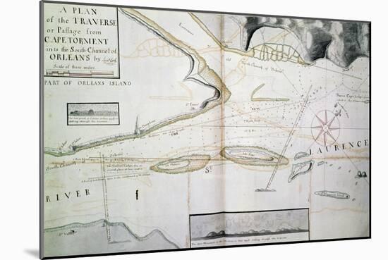 Map of Crossings on Saint Lawrence River Near Quebec-James Cook-Mounted Giclee Print