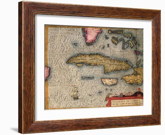 Map of Cuba and Jamaica, from Theatrum Orbis Terrarum by Abraham Orteliused in Antwerp, 1570-null-Framed Giclee Print