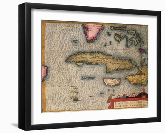 Map of Cuba and Jamaica, from Theatrum Orbis Terrarum by Abraham Orteliused in Antwerp, 1570-null-Framed Giclee Print