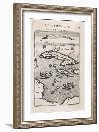 Map of Cuba and Jamaica-null-Framed Premium Giclee Print