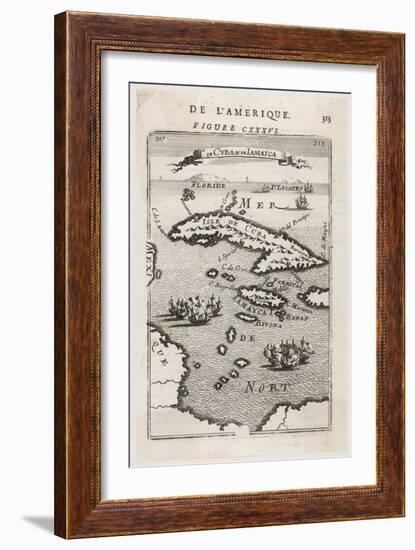 Map of Cuba and Jamaica-null-Framed Premium Giclee Print