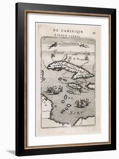 Map of Cuba and Jamaica-null-Framed Premium Giclee Print