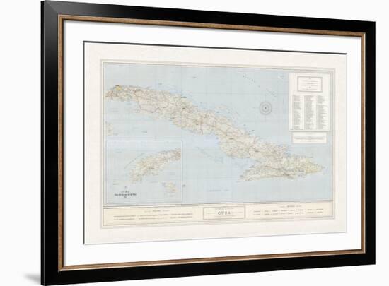 Map of Cuba-The Vintage Collection-Framed Premium Giclee Print