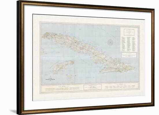 Map of Cuba-The Vintage Collection-Framed Premium Giclee Print