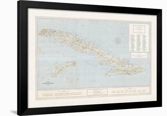 Map of Cuba-The Vintage Collection-Framed Premium Giclee Print