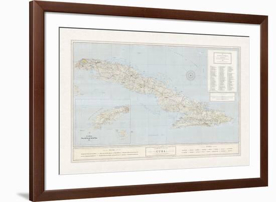 Map of Cuba-The Vintage Collection-Framed Premium Giclee Print