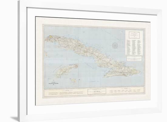 Map of Cuba-The Vintage Collection-Framed Premium Giclee Print