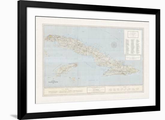 Map of Cuba-The Vintage Collection-Framed Premium Giclee Print