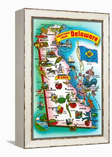 Map of Delaware-null-Framed Stretched Canvas