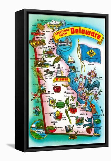 Map of Delaware-null-Framed Stretched Canvas