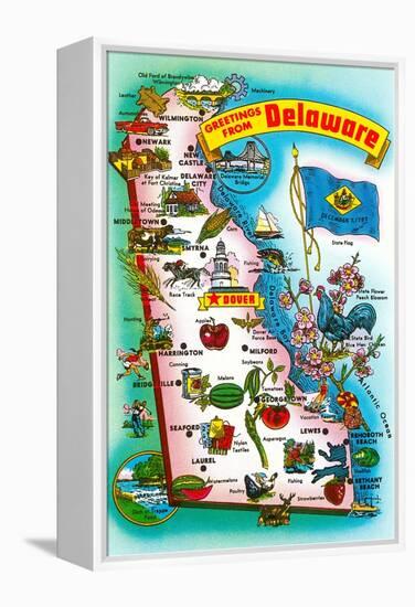 Map of Delaware-null-Framed Stretched Canvas