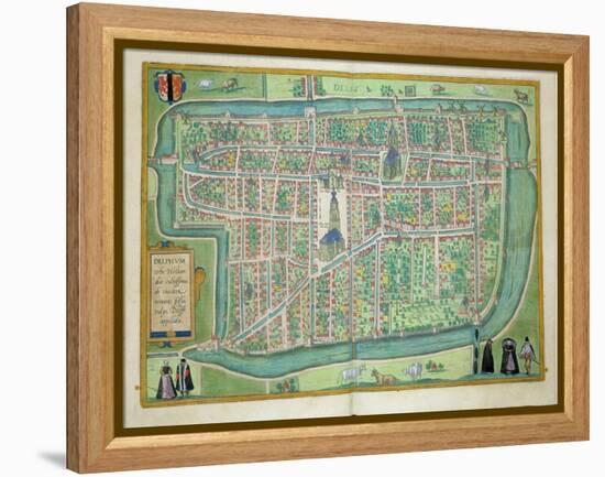 Map of Delft, from Civitates Orbis Terrarum by Georg Braun-Joris Hoefnagel-Framed Premier Image Canvas