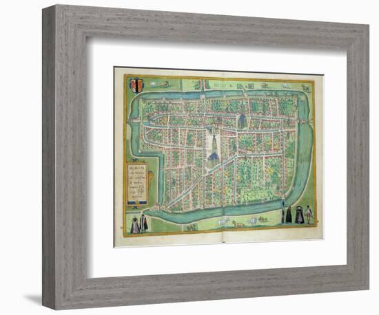 Map of Delft, from Civitates Orbis Terrarum by Georg Braun-Joris Hoefnagel-Framed Giclee Print