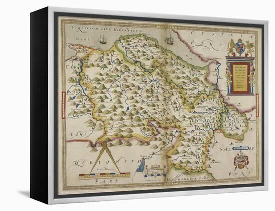 Map Of Denbighshire and Flintshire-Christopher Saxton-Framed Premier Image Canvas