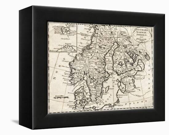 Map of Denmark, Norway, Sweden and Finland-null-Framed Premier Image Canvas