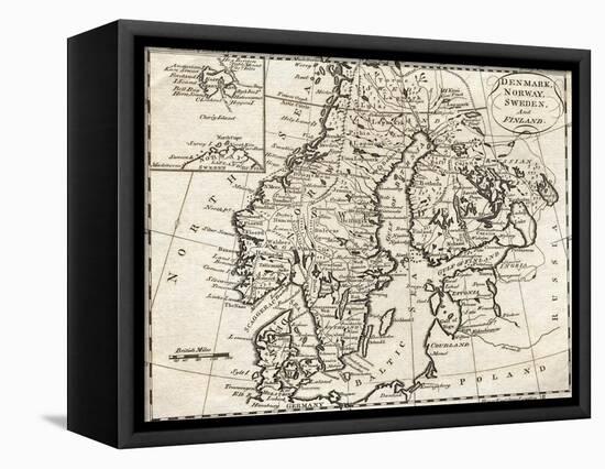 Map of Denmark, Norway, Sweden and Finland-null-Framed Premier Image Canvas