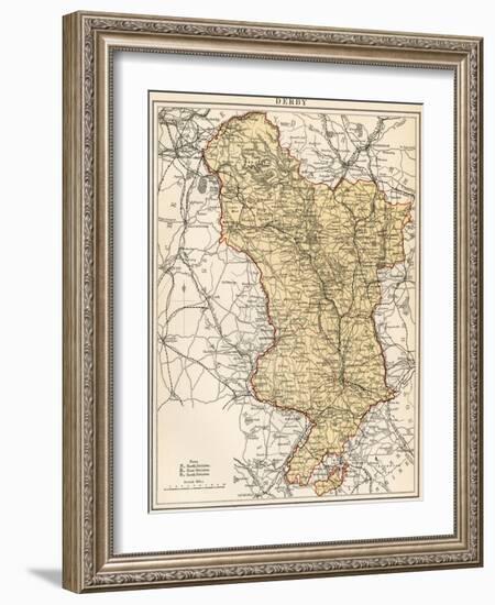 Map of Derbyshire, England, 1870s-null-Framed Giclee Print