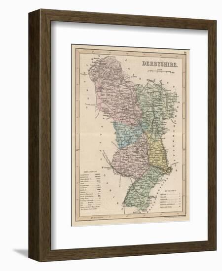 Map of Derbyshire-null-Framed Art Print