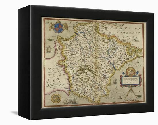 Map Of Devon-Christopher Saxton-Framed Premier Image Canvas