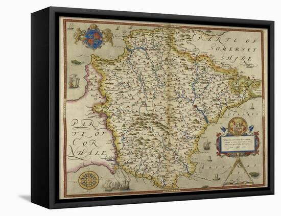 Map Of Devon-Christopher Saxton-Framed Premier Image Canvas