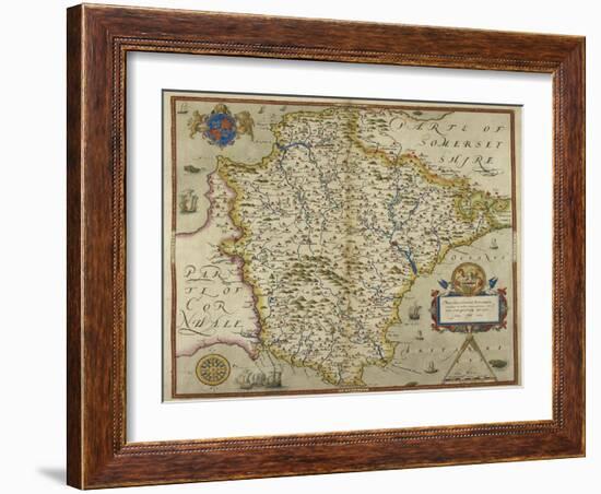 Map Of Devon-Christopher Saxton-Framed Giclee Print