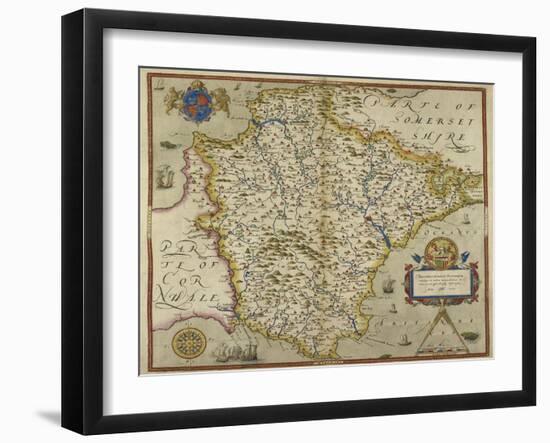 Map Of Devon-Christopher Saxton-Framed Giclee Print