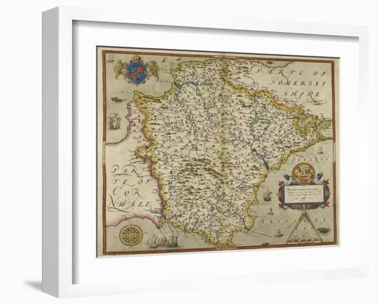 Map Of Devon-Christopher Saxton-Framed Giclee Print