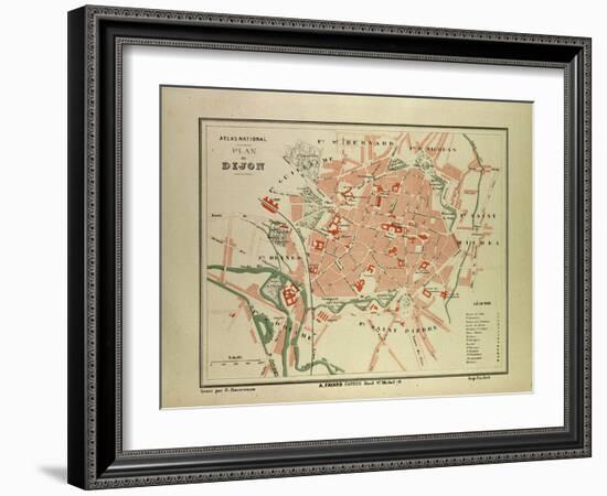 Map of Dijon France-null-Framed Giclee Print