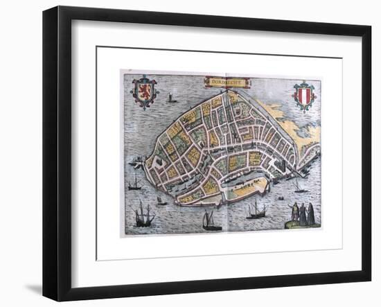 Map of Dordrecht from Civitates Orbis Terrarum-null-Framed Giclee Print