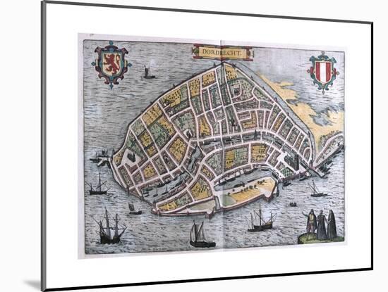Map of Dordrecht from Civitates Orbis Terrarum-null-Mounted Giclee Print