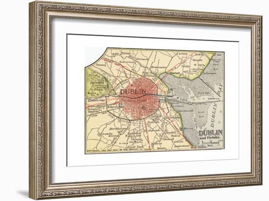 Map of Dublin (C. 1900), Maps-Encyclopaedia Britannica-Framed Giclee Print