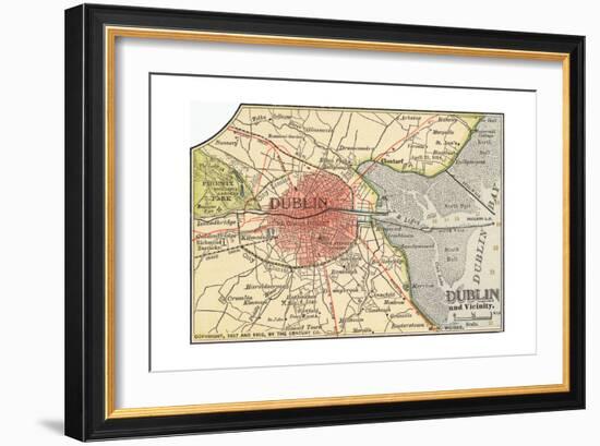 Map of Dublin (C. 1900), Maps-Encyclopaedia Britannica-Framed Giclee Print