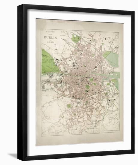 Map of Dublin-The Vintage Collection-Framed Giclee Print