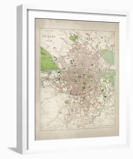 Map of Dublin-The Vintage Collection-Framed Giclee Print