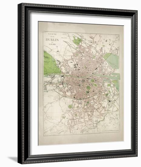 Map of Dublin-The Vintage Collection-Framed Giclee Print