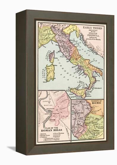 Map of Early Tribes in Italy and the Vicinity of Rome in the Time of the Roman Empire-null-Framed Premier Image Canvas