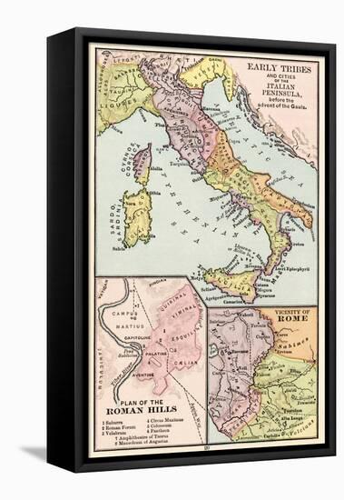 Map of Early Tribes in Italy and the Vicinity of Rome in the Time of the Roman Empire-null-Framed Premier Image Canvas