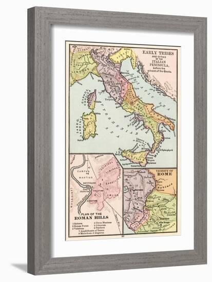 Map of Early Tribes in Italy and the Vicinity of Rome in the Time of the Roman Empire-null-Framed Giclee Print