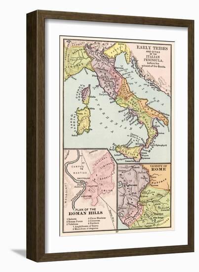 Map of Early Tribes in Italy and the Vicinity of Rome in the Time of the Roman Empire-null-Framed Giclee Print