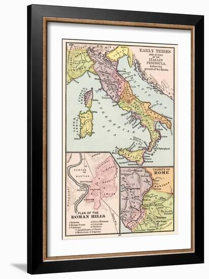 Map of Early Tribes in Italy and the Vicinity of Rome in the Time of the Roman Empire-null-Framed Giclee Print