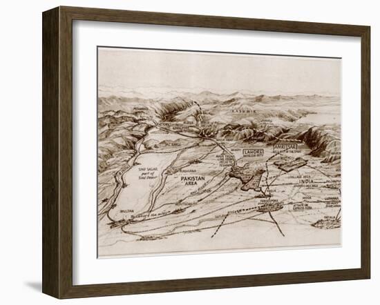 Map of East and West Punjab-null-Framed Photographic Print