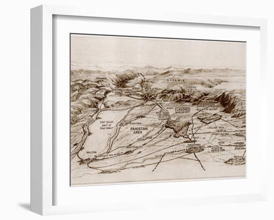 Map of East and West Punjab-null-Framed Photographic Print